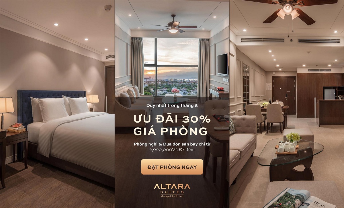 Altara Suites Đà Nẵng: Ưu đãi hấp dẫn giảm 30% giá phòng và miễn phí đưa đón sân bay