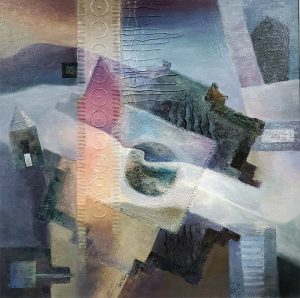 Tác Giả Trần Văn Tâm, Tác Phẩm Dấu Xưa 2, Chất Liệu Acrylic, 100 X 100 (cm) 2021