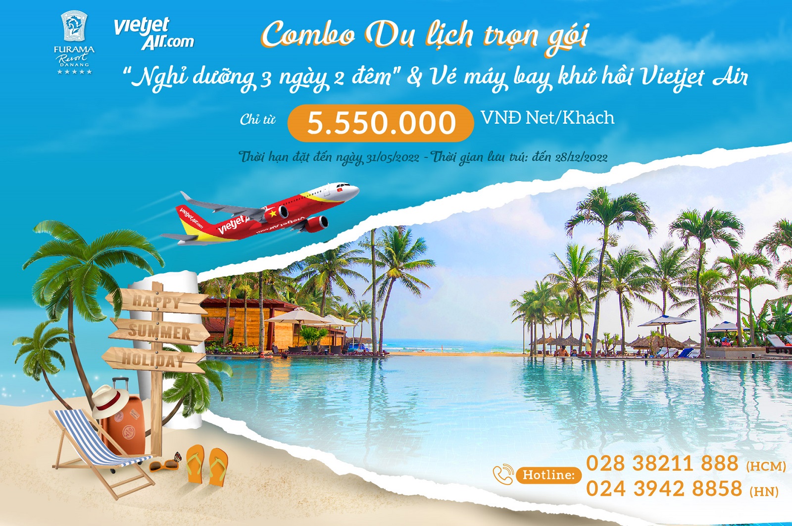02 Combo Du Lich Tron Goi Tai Furama Resort Da Nang Khu Hoi Vietjet Air