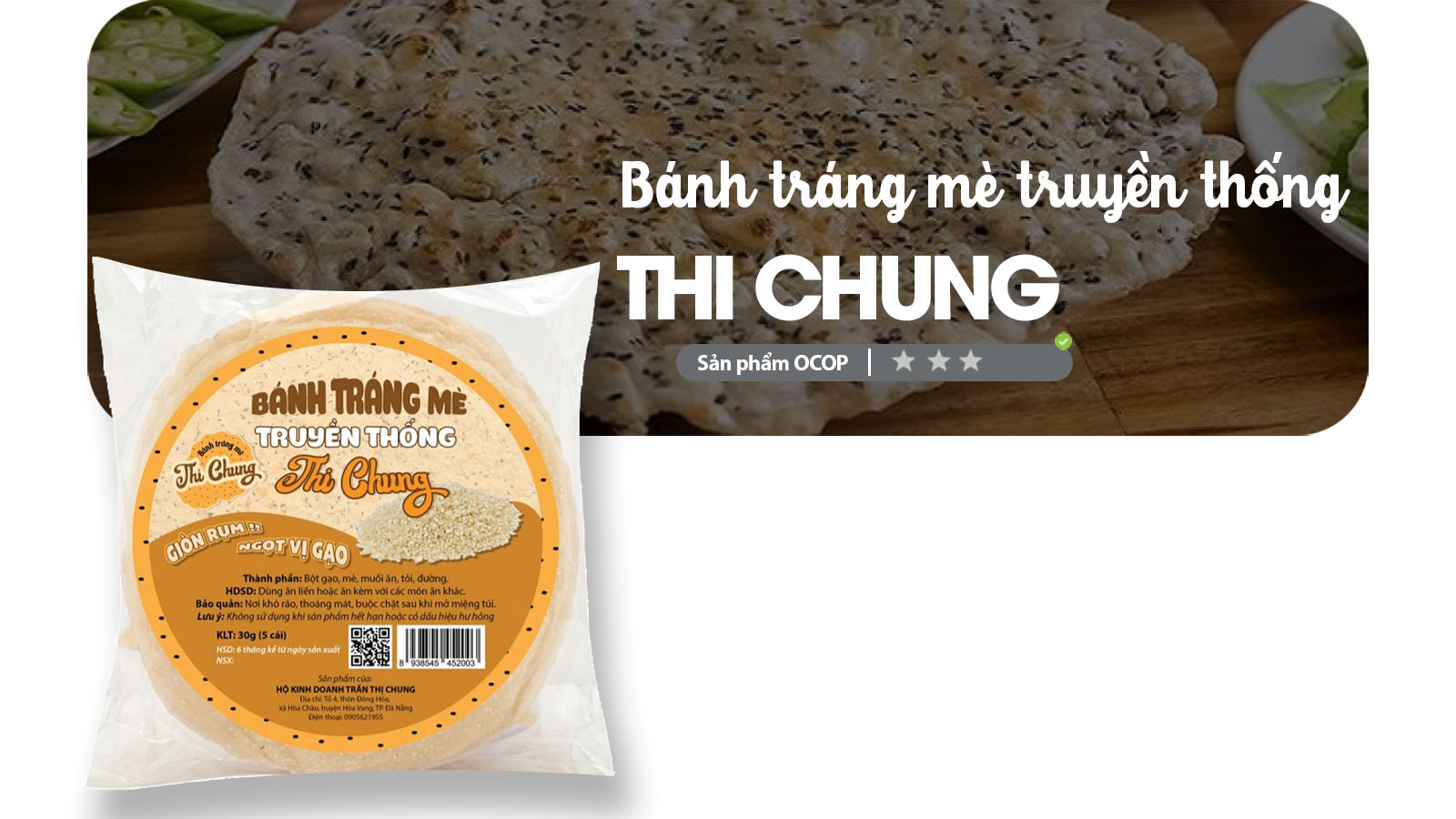 Bánh tráng mè truyền thống THI CHUNG – Sản Phẩm OCOP Đà Nẵng