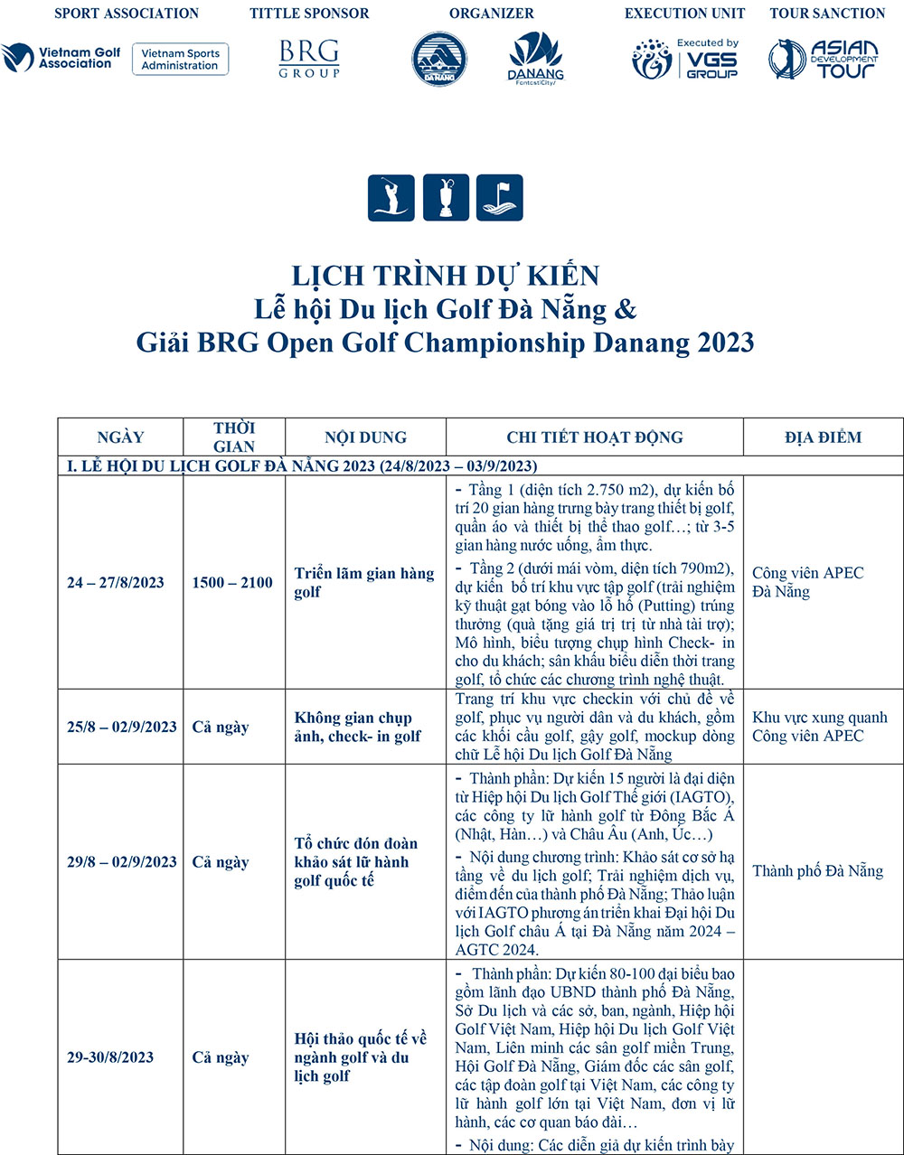 Lich Trinh Le Hoi Du Lich Golf Da Nang Giai Brg Open Golf Championship Danang 2023