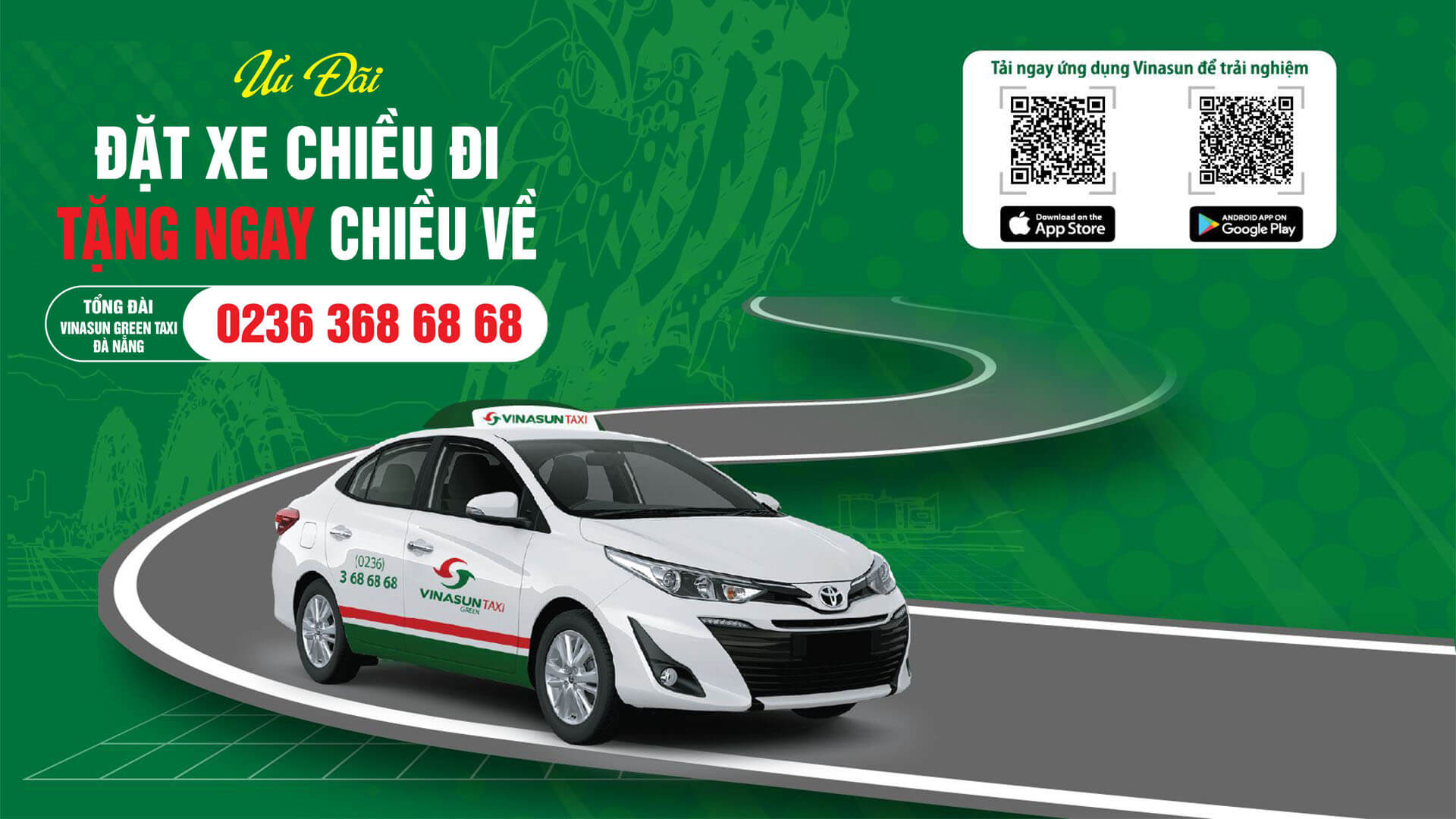 VINASUN GREEN TAXI ưu đãi đặc biệt dành cho du khách đến Đà Nẵng!