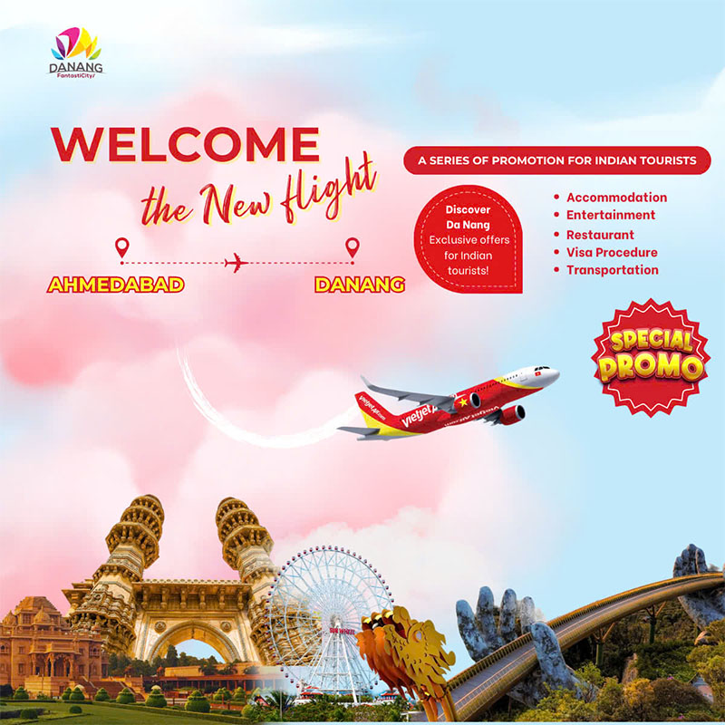 Welcome the New flight from Ahmedabad (India) to Danang (Vietnam)