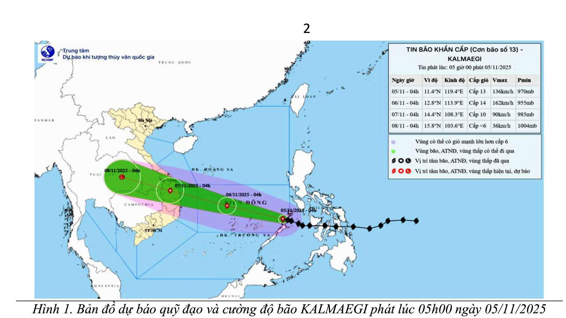 Sáng 05/11 bão Kalmaegi đã vào biển Đông trở thành cơn bão số 13 di chuyển với tốc độ 25km/h