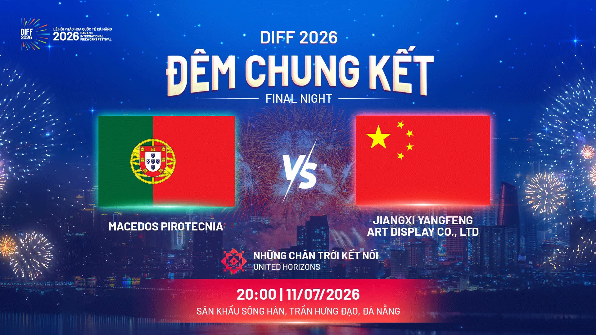 Trung Quốc, Bồ Đào Nha vào chung kết pháo hoa quốc tế Đà Nẵng DIFF 2026